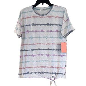 Emerson Road Women's Rainbow Stripe Tee & Short Pajama Set Gray Size S NWT